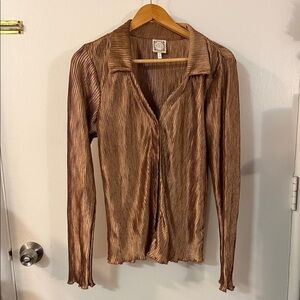 Chic Bronze Button Down Shirt for Women